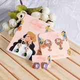 50pcs/Lot Orange Women Pattern Earrings Display Cards Stud Holders Label