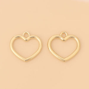 50pcs Heart Charms Pendants Necklace Bracelet Earring Jewelry Making Accessories