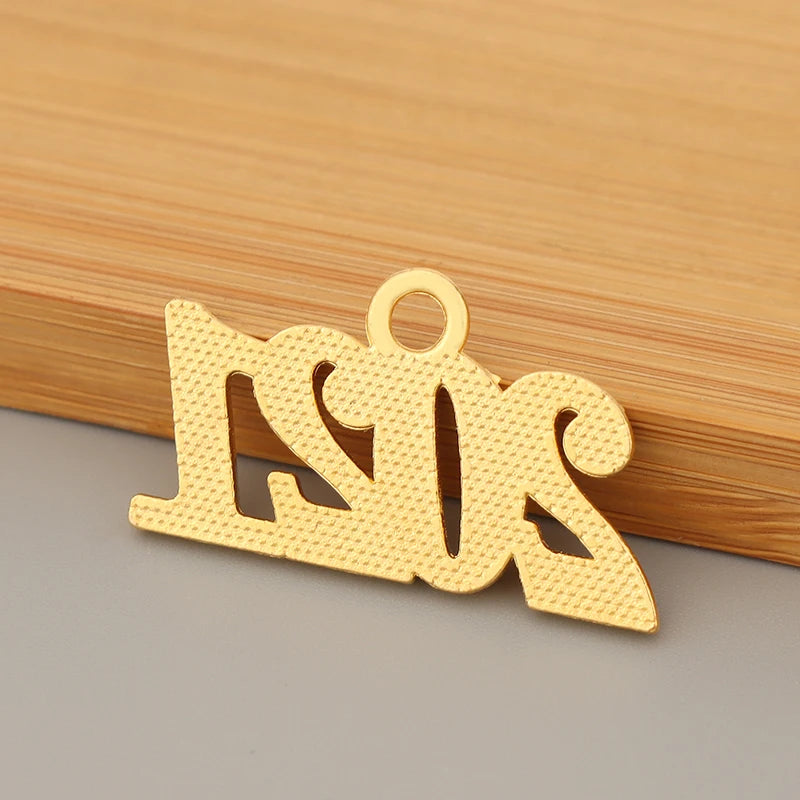 50pcs Letter Year Charms Pendants DIY Necklace Jewelry Making 32x18mm