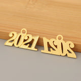 50pcs Letter Year Charms Pendants DIY Necklace Jewelry Making 32x18mm