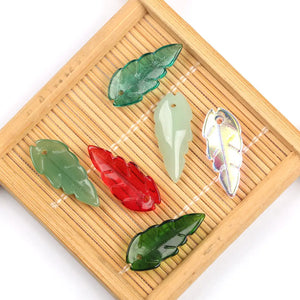 50pcs Leaves Shaped Lampwork Beads Glass Beads Jewelry Making Ring Accessories