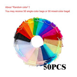50pcs/Lot Multicolor Organza Bags Gift Storage Wedding Pouches