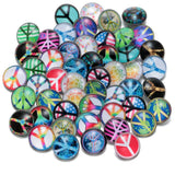 50pcs Peace Symbol Glass Charms 18mm Snap Button Jewelry For 18mm Snaps Bracelet
