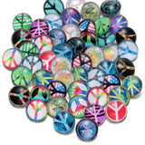 50pcs Peace Symbol Glass Charms 18mm Snap Button Jewelry For 18mm Snaps Bracelet