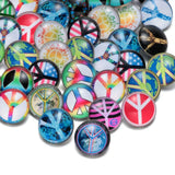 50pcs Peace Symbol Glass Charms 18mm Snap Button Jewelry For 18mm Snaps Bracelet