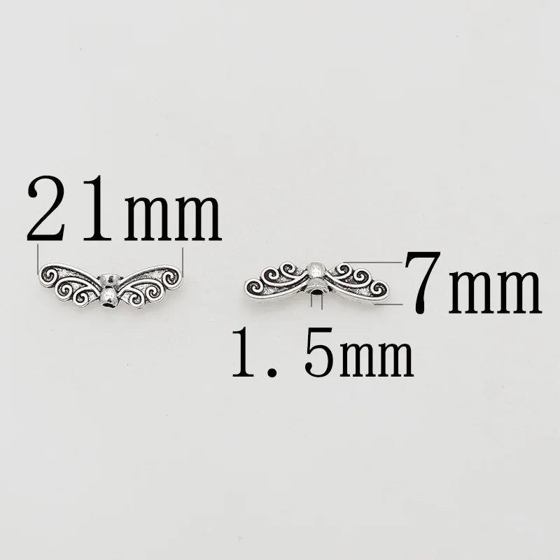50pcs Butterfly Wings Charm Loose Beads 21x7mm DIY Jewelry Spacer End Buckle