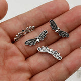 50pcs Butterfly Wings Charm Loose Beads 21x7mm DIY Jewelry Spacer End Buckle
