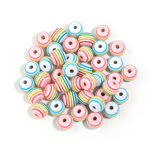 50pcs Rainbow Stripe Resin Beads for Jewelry Making DIY Bracelet