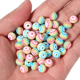 50pcs Rainbow Stripe Resin Beads for Jewelry Making DIY Bracelet