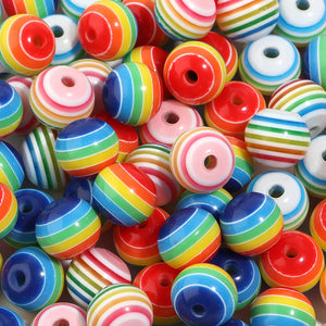 50pcs Rainbow Stripe Resin Beads for Jewelry Making DIY Bracelet