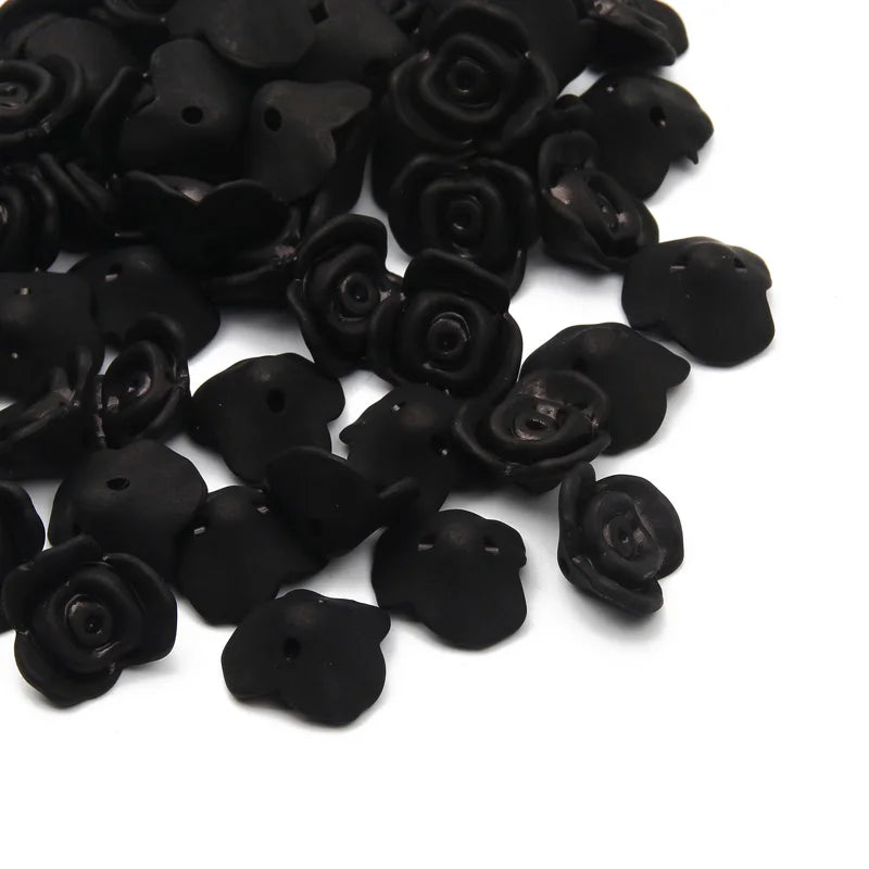 50pcs Matte Acrylic Rose Flower Beads DIY Jewelry Making 9x15mm