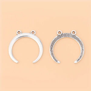 50pcs Silver Moon Double Horn Charms Pendants for Bracelet Necklace