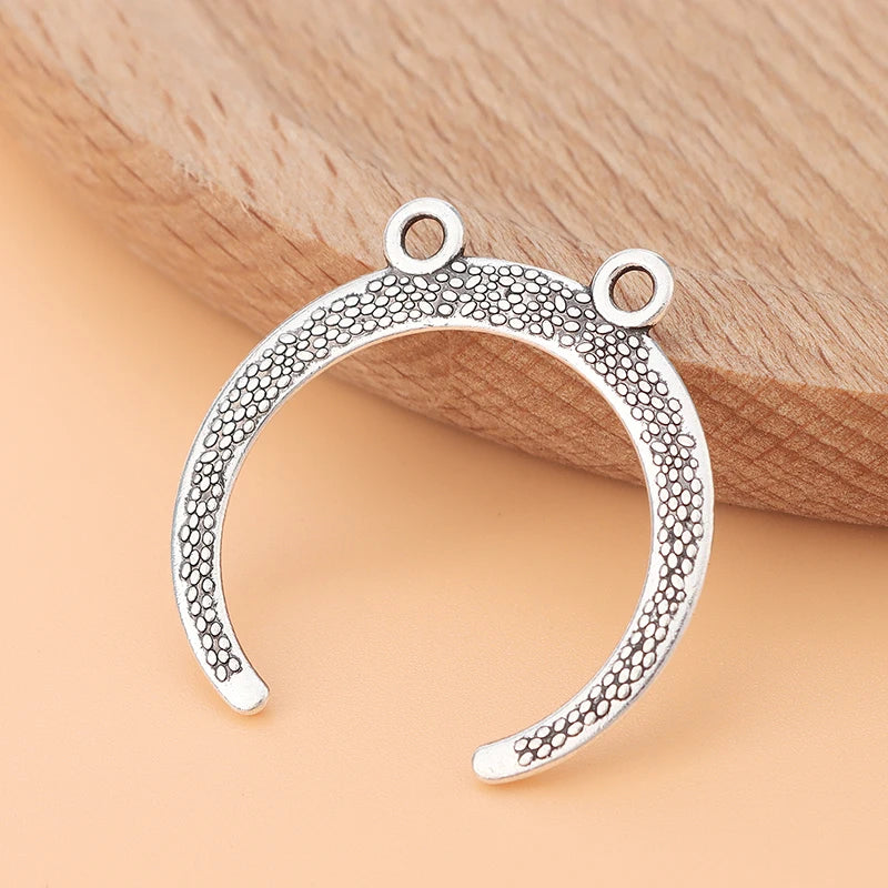 50pcs Silver Moon Double Horn Charms Pendants for Bracelet Necklace