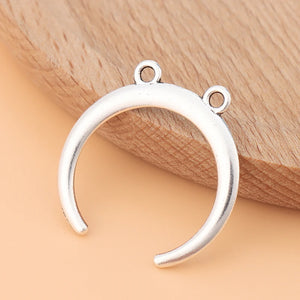 50pcs Silver Moon Double Horn Charms Pendants for Bracelet Necklace