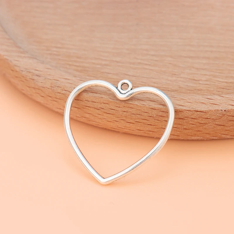 50pcs Silver Hollow Heart Charms Pendants for Earrings Necklace