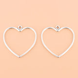 50pcs Silver Hollow Heart Charms Pendants for Earrings Necklace