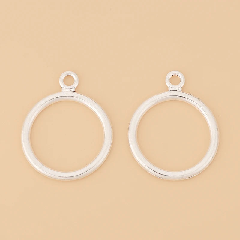 50pcs Silver Plated Circle Charms Pendants for Jewelry Making