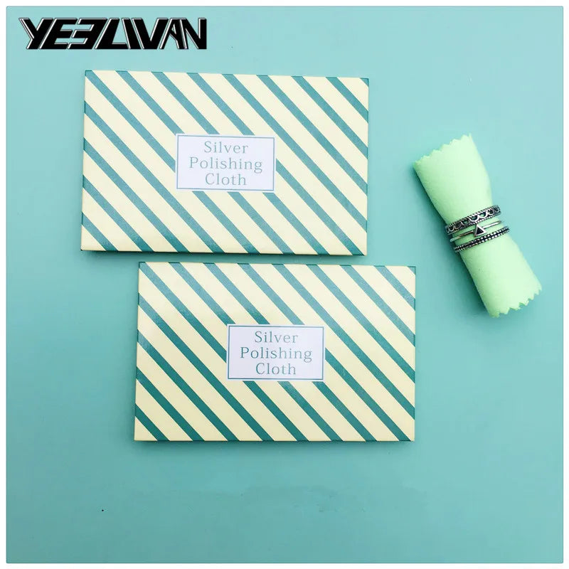 50pcs/Lot Silver Polish Cloth Sweet Pattern Anti Tarnish Jewelry Tools Wipe