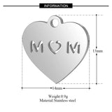 50pcs Stainless Steel Charms Hearts Mom Charms Pendants DIY Jewelry Making
