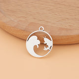 50pcs Tibetan Silver Fish & Wave Charms Pendants for Jewelry Making