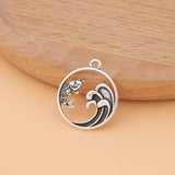 50pcs Tibetan Silver Fish & Wave Charms Pendants for Jewelry Making