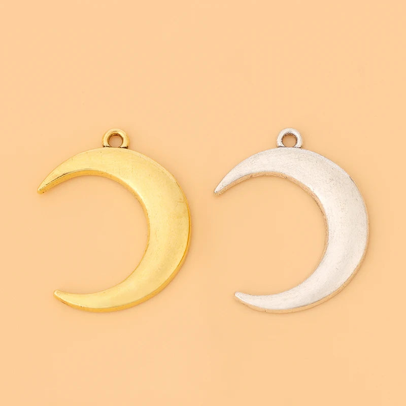 50pcs/Lot Tibetan Silver/Gold Crescent Moon Charms Pendants Beads