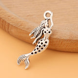 50pcs Tibetan Silver Mermaid Charms Pendants for Jewelry Making