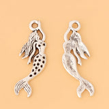50pcs Tibetan Silver Mermaid Charms Pendants for Jewelry Making