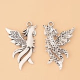 50pcs Tibetan Silver Phoenix Bird Charms Pendants DIY Necklace Bracelet Jewelry