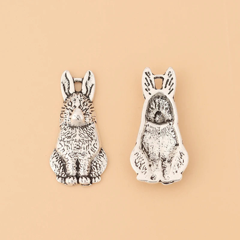 50pcs Tibetan Silver Rabbit Hare Charms for DIY Jewelry Making