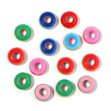 50pcs Resin Big Hole Beads DIY Rainbow Stripe Flat Drum Beads 14*8mm
