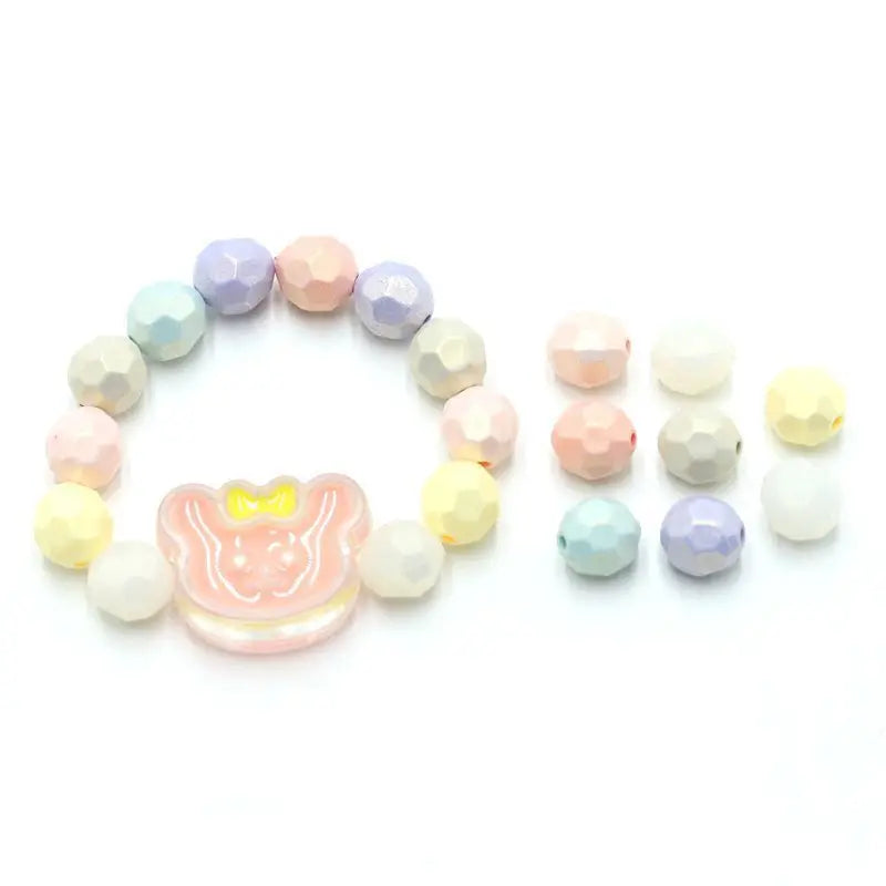 50pcs 10MM Macaron Cut Face Beads String: Bracelet Necklace DIY Hand-woven Beads