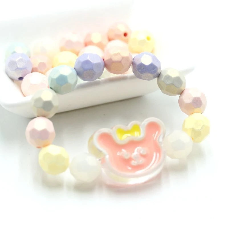 50pcs 10MM Macaron Cut Face Beads String: Bracelet Necklace DIY Hand-woven Beads