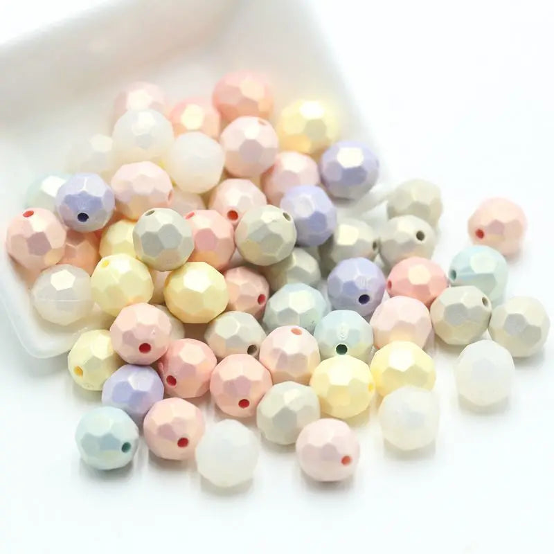 50pcs 10MM Macaron Cut Face Beads String: Bracelet Necklace DIY Hand-woven Beads