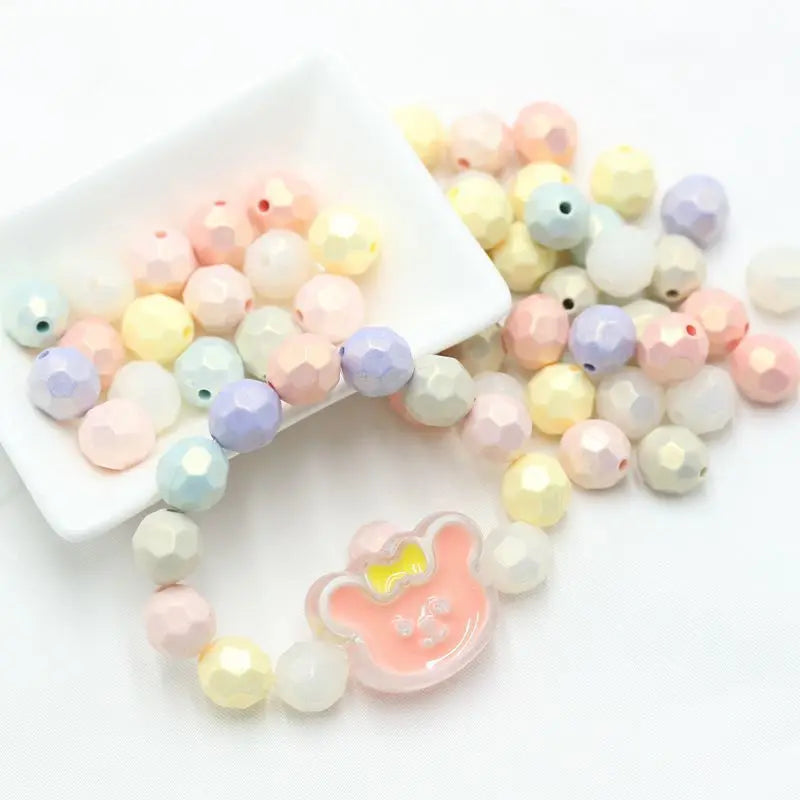 50pcs 10MM Macaron Cut Face Beads String: Bracelet Necklace DIY Hand-woven Beads