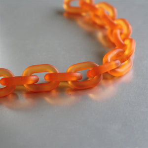 50pc Matte Orange Oval Acrylic Chain Links 20mmx15mm