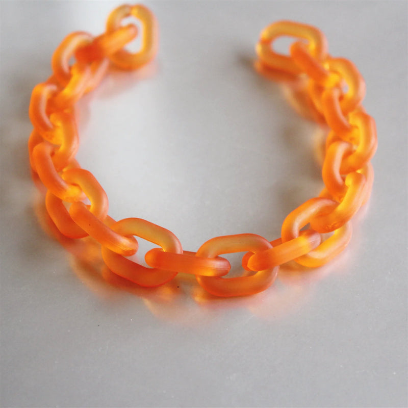 50pc Matte Orange Oval Acrylic Chain Links 20mmx15mm