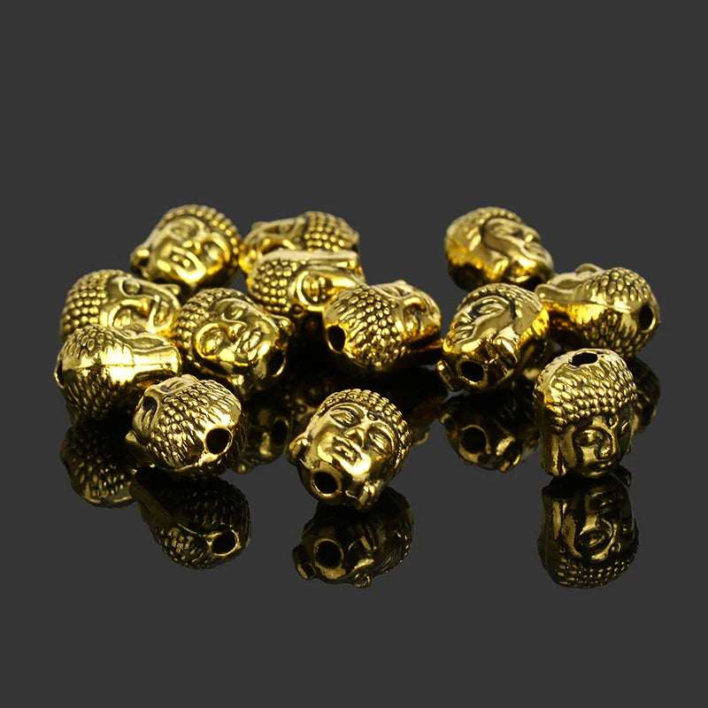 50pcs Antique Plated Buddha Head Beads for Jewelry Making 9X11mm