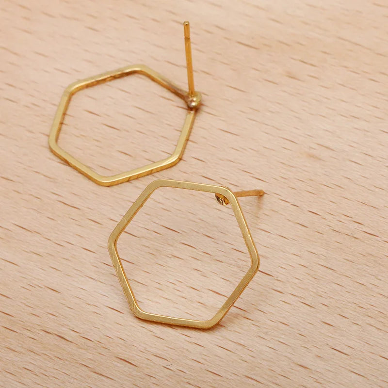 50pcs Copper Geometry Earring Studs DIY Jewelry Findings