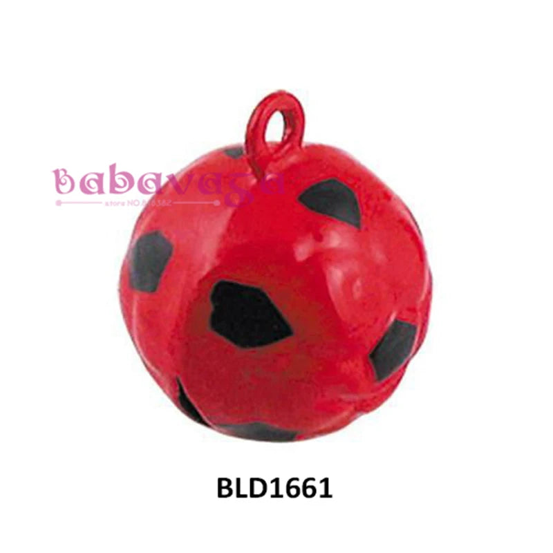 50pcs Metal Football Soccer Bell Charms Pendants 4Colors Holiday Decoration
