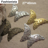 50pcs Metal Stamping Butterfly Charms 27*40mm Gold Silver Steel Bronze Color