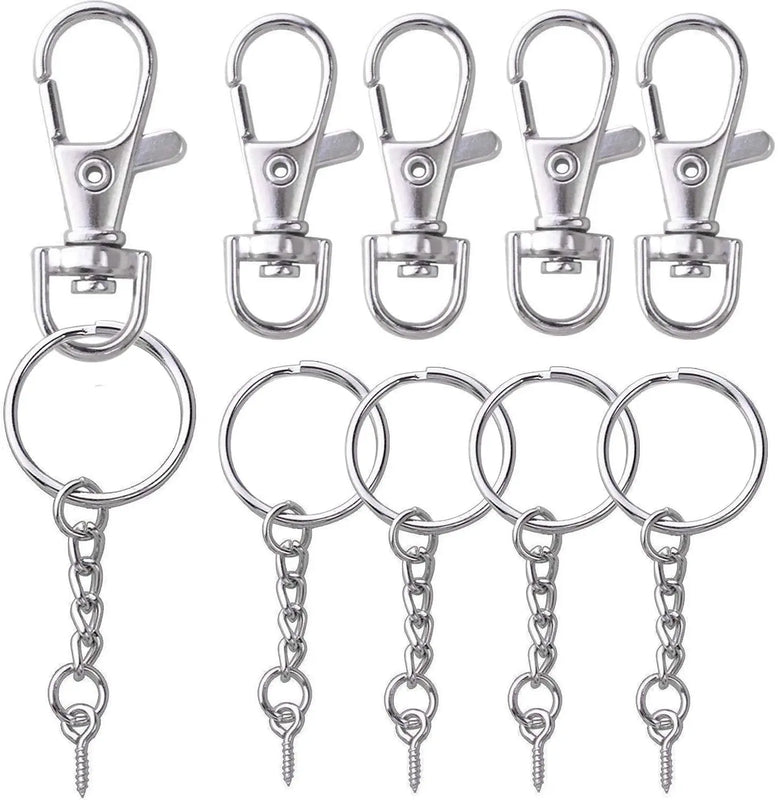 50pcs Swivel Lobster Claw Clasp Keychain with Screw Eye Pin for Crafts