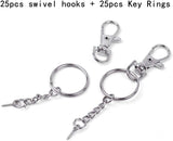 50pcs Swivel Lobster Claw Clasp Keychain with Screw Eye Pin for Crafts
