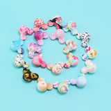 50pcs Mickey Flower Print Silicone Teething Beads BPA DIY Necklace