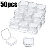 50pcs Mini Clear Plastic Jewelry Storage Box Case Packaging B