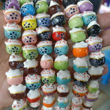 50pcs Hand Painted Lucky Cat Ceramic Beads 13X14MM for Jewelry Making DIY