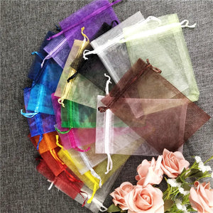 50pcs Mix Colors Christmas Organza Gift Bags Jewelry Bag Packaging Pouches