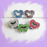 50pcs 8mm Rhinestone Butterfly Slide DIY Charms for Belts, Keychains, Wristbands