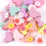 50pcs Mixed Bear Pattern Wooden Spacer Beads for DIY Jewelry Making