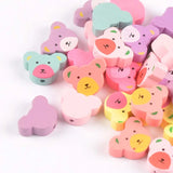 50pcs Mixed Bear Pattern Wooden Spacer Beads for DIY Jewelry Making
